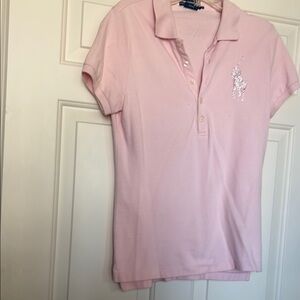 Pink Polo Shirt with Embroidered Logo